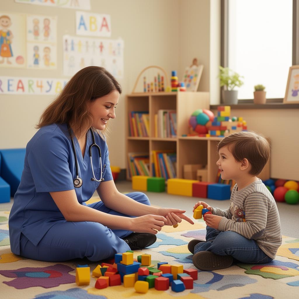 A behavioral health technician talking with a client in a treatment setting