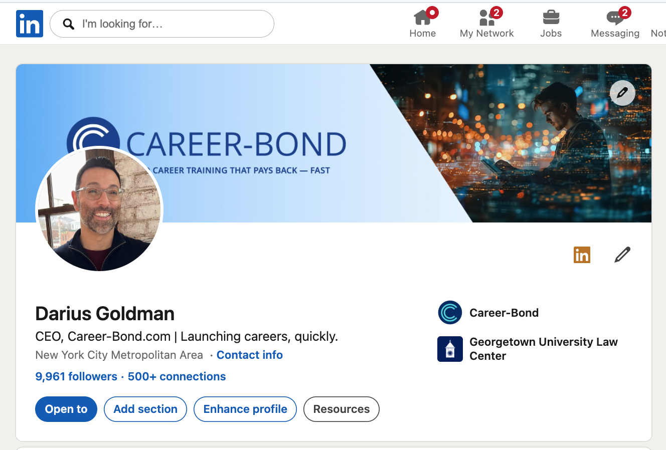LinkedIn profile preview — what we build for every student