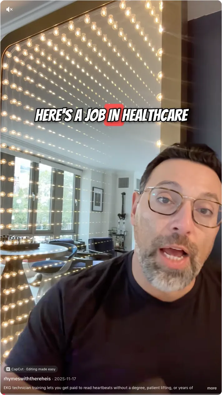 EKG Technician TikTok post thumbnail
