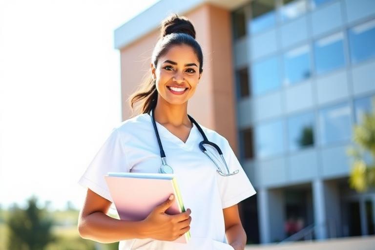 Bachelor of science in nursing student on a university campus