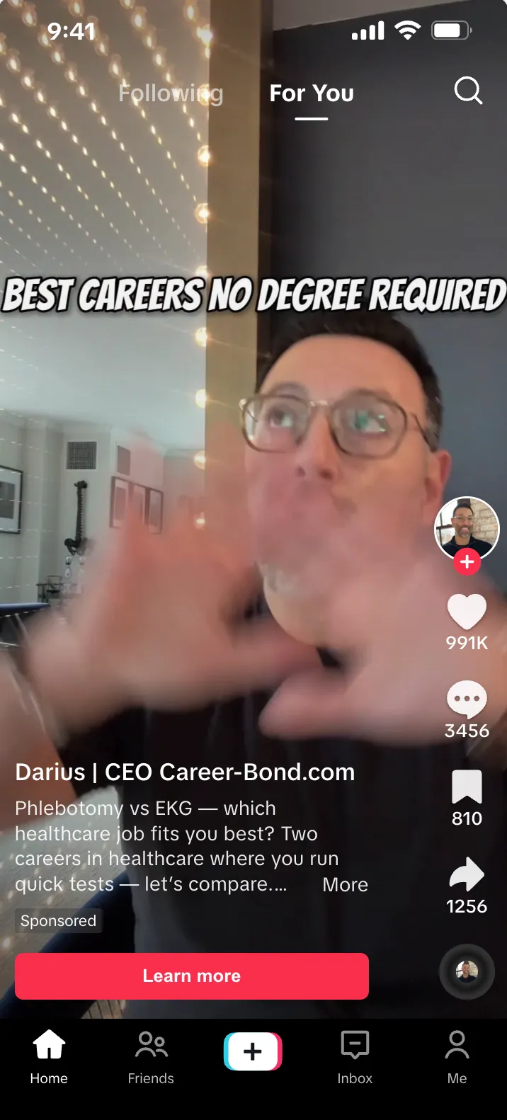 Same organic post — boosted with Learn Now CTA