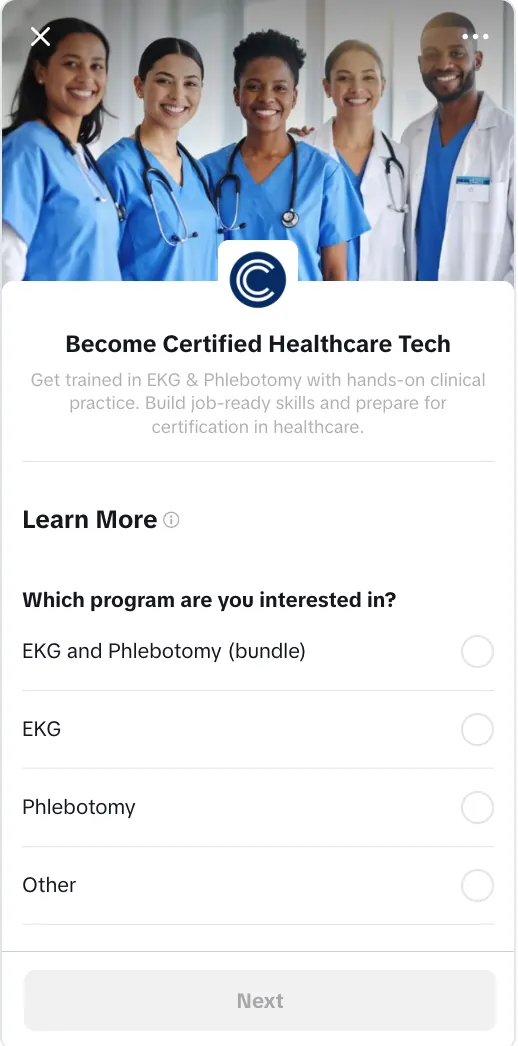 TikTok native lead form