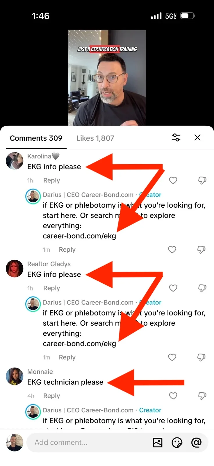 Short URL drops in the comments