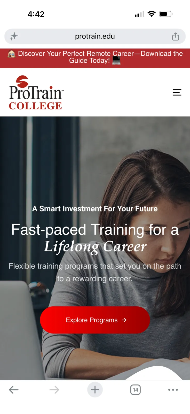 School's own landing page