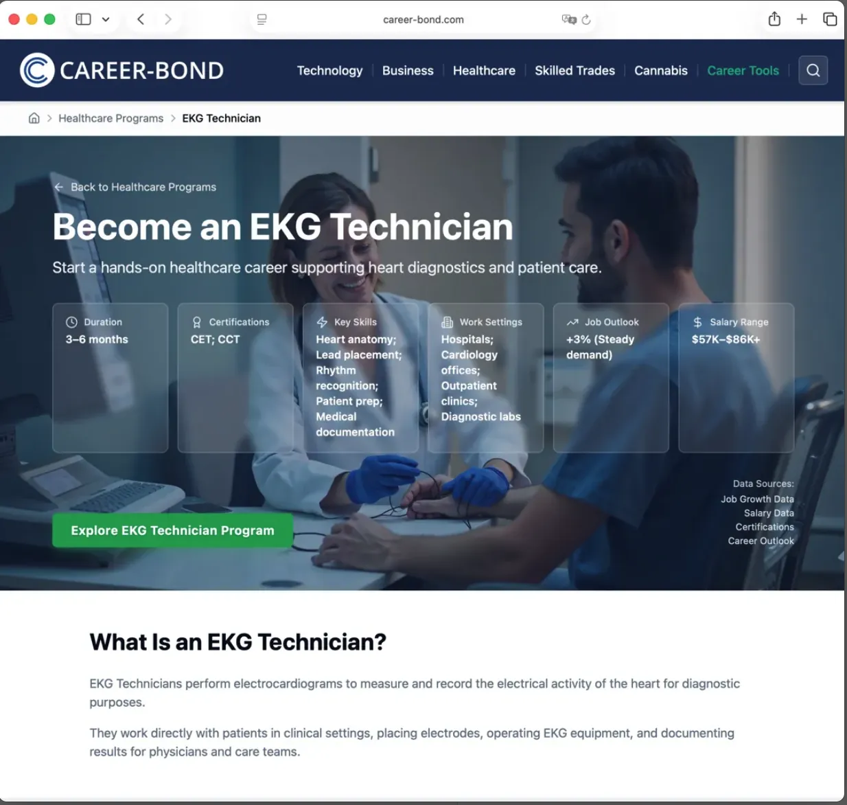Student lands on program page